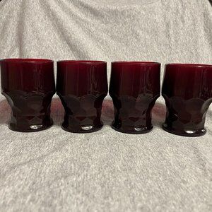 Viking Georgian Honeycomb Drinking Glasses Ruby Red